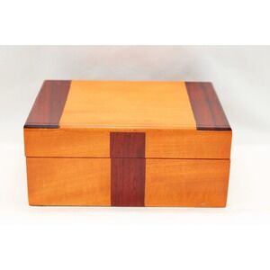 Colibri of London Jewelry Trinket Box Two Tone Brown Wood Rectangle Hinged